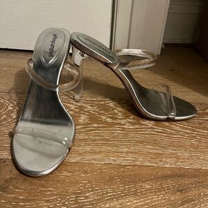Jeffery Campbell 3.5” clear and silver heels!
